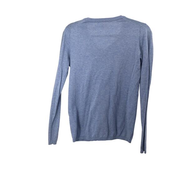 Lacoste Vneck Sweater Blue Crocodile Logo Long Sleeve 36 100% Cotton - Picture 5 of 8